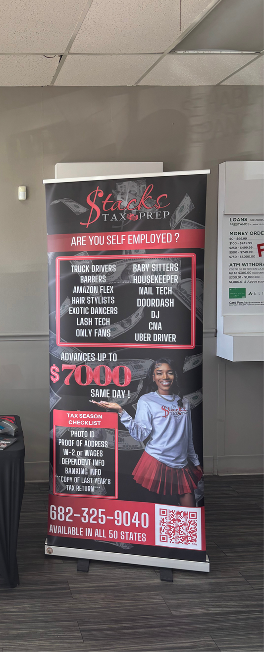Retractable banner w/ stand